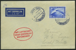 ZEPPELINPOST 107Da BRIEF, 1931, Fahrt Nürnberg-Friedrichshafen, Auflieferung Nürnberg, Frankiert Mit 2 RM Südamerikafahr - Zeppelines