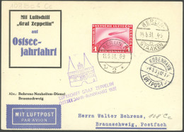 ZEPPELINPOST 108Cc BRIEF, 1931, Ostseejahr-Rundfahrt, Abwurf Kopenhagen, Auflieferung Berlin, Prachtkarte - Luft- Und Zeppelinpost
