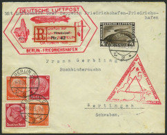 ZEPPELINPOST 238E BRIEF, 1933, Chicagofahrt, Anschlußflug Ab Berlin, Frankiert Mit 4 RM Auf Einschreibbrief, Mit Zusatzf - Zeppelins