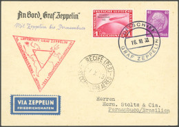 ZEPPELINPOST 238m BRIEF, 1933, Chicagofahrt, Europa-Recife, Bordpost, Prachtkarte - Luft- Und Zeppelinpost