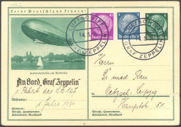 ZEPPELINPOST 0246I BRIEF, 1934, Werkstättenfahrt, Bordpost, Karte Feinst (rechts Eingerissen) - Poste Aérienne & Zeppelin