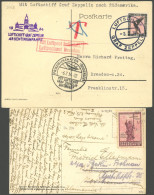 ZEPPELINPOST 254E BRIEF, 1934, Argentinienfahrt, Bordpost Der Rückfahrt, Karte Stärkere Gebrauchsspuren - Correo Aéreo & Zeppelin