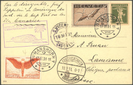 ZULEITUNGSPOST 129Aa BRIEF, Schweiz: 1931, 2. Südamerikafahrt, Abwurf Sao Vicente, Prachtkarte Mit Guter Frankatur - Airmail & Zeppelin