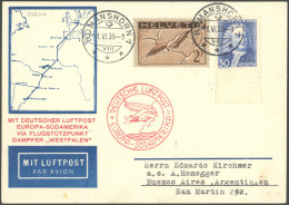 ZULEITUNGSPOST 302Aa BRIEF, Schweiz: 1935, 5. Südamerikafahrt, Auflieferung Friedrichshafen (b), Prachtkarte - Poste Aérienne & Zeppelin