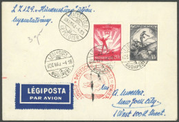 Delcampe - ZULEITUNGSPOST 406C BRIEF, Ungarn: 1936, 1. Nordamerikafahrt, Auflieferung Frankfurt (c), Prachtbrief - Luchtpost & Zeppelin