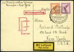 KATAPULTPOST 35b BRIEF, 1.10.1930, &quot,Europa&quot, - New York, Seepostaufgabe, Prachtkarte - Cartas & Documentos