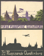 PIONIERFLUGPOST 1909-1914 1912, Flugspende Quedlinburg, 2 Sonderkarten (eine Blanko), Pracht - Flugzeuge