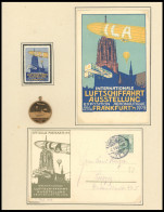 PIONIERFLUGPOST 1909-1914 1909, ILA-Frankfurt: Medaille Graf Von Zeppelin (28,7 Mm), Bronze Vergoldet, Auf ILA-Albumseit - Aviones