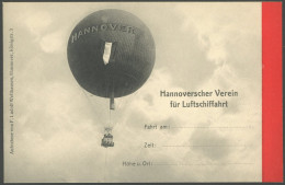 ALTE ANSICHTSKARTEN 1912/14, Ballonpostkarte Hannoverscher Verein Für Luftschifffahrt, Ungebraucht, Pracht - Other & Unclassified