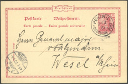 DP CHINA AP 53 BRIEF, Petschili: 1901, 10 Pf. Reichspost - Ganzsachenkarte Mit Stempel PEKING 24.2.01 Nach Wesel, Pracht - China (oficinas)