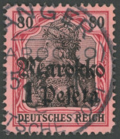 DP IN MAROKKO 54 O, 1911, 1 P. Auf 80 Pf. Mit Stempel TANGER C (CC!), Unten Rechts Eckzahnfehler Sonst Pracht - Deutsche Post In Marokko
