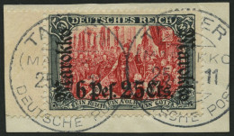 DP IN MAROKKO 58IAa BrfStk, 1911, 6 P. 25 C. Auf 5 M., Friedensdruck, Linkes Randstück, Prachtbriefstück, Signiert, Mi.  - Morocco (offices)