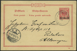 DP TÜRKEI P 5 BRIEF, 1900, 20 PA. Auf 10 Pf. Rosa Mit Unbeschädigtem Stempel JERUSALEM 5.3.00 Nach Deutschland, Pracht - Turquie (bureaux)