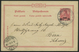 DP TÜRKEI P 7 BRIEF, 1900, 20 PARA Auf 10 Pf. Reichspost Stempel CONSTANTINOPEL 3 , Prachtkarte In Die Schweiz - Turkse Rijk (kantoren)