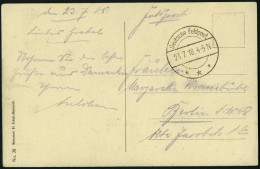 DP TÜRKEI 1918, Feldpoststation DAMASKUS (2 DFP) Auf Feldpost-Ansichtskarte, Pracht - Deutsche Post In Der Türkei