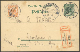 DSWA 9a BRIEF, 1900, 25 Pf. Gelborange Auf 5 Pf. Ganzsachenkarte (P5), Einschreibkarte Von OTAVI Nach Grootfontein, Fein - Africa Tedesca Del Sud-Ovest