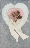 Aluminium Card With Silk Ribbons And Embroidery Love - Other & Unclassified