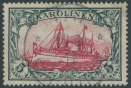 KAROLINEN 19 O, 1900, 5 M. Grünschwarz/dunkelkarmin, Ohne Wz., Stempel YAP, Pracht, Mi. 600.- - Caroline Islands