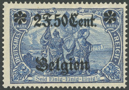 LANDESPOST IN BELGIEN 24IB , 1914, 2 F. 50 C. Auf 2 M., Type I, Gezähnt B, Falzrest, Pracht, Kurzbefund Wasels, Mi. 100. - Occupation 1914-18