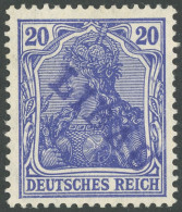 LIBAU 4Ab , 1919, 20 Pf. Dunkelviolettblau, Type I, Falzrest, Ein Kurzer Zahn Sonst Pracht, Kurzbefund Nagler, Mi. 170.- - Ocupación 1914 – 18