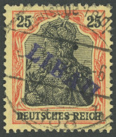 LIBAU 5Ba O, 1919, 25 Pf. Rotorange/schwarz, Type II, Aufdruck Violettblau, Kleiner Zahnfehler Sonst Pracht, Gepr. A. Sc - Besetzungen 1914-18