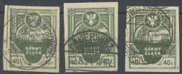 OBERSCHLESIEN 4B O, Östliches Oberschlesien: 1921, 40 Pf. Dunkelgraugrün, Ungezähnt, 3 Verschiedene Stempel, U.a. BAUERW - Other & Unclassified