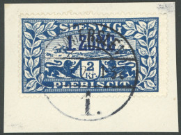 SCHLESWIG 26a BrfStk, 1920, 2 Kr. Dunkelblau, Aufdruck Schwarzblau, Zentrischer Stempel HADERSLEV 1, Prachtbriefstück, G - Other & Unclassified