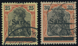 SAARGEBIET 9a,10xI O, 1920, 25 Pf. Rötlichorange/schwarz Auf Gelbweiß Und 30 Pf. Dunkelrotorange/schwarz Auf Hellchromge - Other & Unclassified