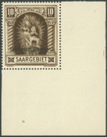 SAARGEBIET 194 , 1934, 10 Fr. Volksabstimmung, Untere Rechte Bogenecke, Postfrisch, Pracht - Sonstige & Ohne Zuordnung
