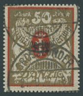 FREIE STADT DANZIG 100Xa O, 1922, 50 M. Rot/gold, Wz. X, Zeitgerechte Entwertung GROSSZÜNDER, Rechts Ein Fehlender Zahn  - Used