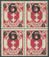 FREIE STADT DANZIG 106b VB , 1922, 6 Auf 3 M. Karminrot Im Viererblock, Postfrisch, Pracht, Mi. 60.- - Mint