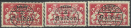 FREIE STADT DANZIG 190-92 O, 1923, 2 G. Auf 1 Mio. M. - 5 G. Auf 1 Mio. M., Gefälligkeitsabstempelung, 3 Prachtwerte, Ge - Oblitérés
