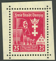 FREIE STADT DANZIG 274PF I , 1937, 25 Pf. Danziger Dorf Mit Plattenfehler Rechter Bildrand Eingekerbt, Postfrisch, Prach - Ungebraucht