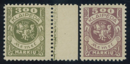 MEMELGEBIET 147,149 , 1923, 300 M. Oliv Und 500 M. Graulila, Postfrisch, 2 Prachtwerte, Mi. 180.- - Memel (Klaïpeda) 1923