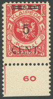 MEMELGEBIET 180IV , 1923, 5 C. Auf 100 M. Dunkelrosa, Type IV, Unterrandstück, Postfrisch, Pracht, Mi. 195.- - Memel (Klaipeda) 1923