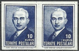 Turkey; 1946 3rd Inönü Issue 10 K. ERROR "Imperf. Pair" - Nuevos