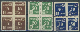 ESTLAND 1-3x VB , 1941, Landespost, Gestrichenes Papier, In Viererblocks, Postfrisch, Pracht, Mi. 240.- - Ocupación 1938 – 45