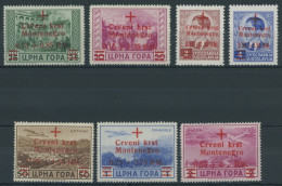 MONTENEGRO 29-35 , 1944, Rotes Kreuz, Postfrischer Prachtsatz, Fotobefund Kleymann, Mi. (400.-) - Occup. Tedesca: Montenegro