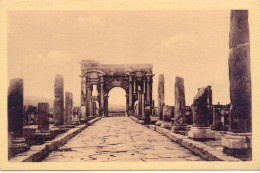 CPA - TIMGAD - VOIE DOCUMANUS MAXIMUS ET ARC DE TRIOMPHE - Autres & Non Classés