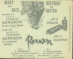 Enveloppe Illustrée Publicitaire Surdiac Et Raxon Mort Aux Rats CAD Bruxelles Chèques 29 XI 1935 Flamme Chèques Postaux - Brieven En Documenten