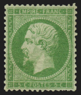 N°20, Napoléon 5c Vert, Neuf * Avec Charnière - B/TB - 1862 Napoléon III