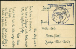 FELDPOST II. WK BELEGE 1940, Feldpost-Ansichtskarte Mit Stempeln Frei Durch Ablösung Reich Und Dienststellenstempel Regi - Ocupación 1938 – 45