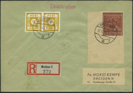 MEISSEN 38aB BRIEF, 1945, 12 Pf. Braunrot Wiederaufbau, Ungezähnt, Große Linke Untere Bogenecke, Mit Zusatzfrankatur Auf - Privatpost