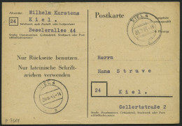 ALL. BES. GANZSACHEN P 768II BRIEF, 1945, 6 Pf. Schwarz, Type II, Stempel KIEL 4, Feinst, Mi. 100.- - Andere & Zonder Classificatie