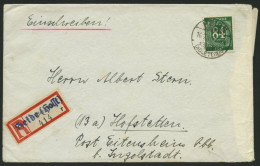 ALLIIERTE BES. 936b BRIEF, 1946, 84 Pf. Smaragdgrün, Einzelfrankatur Auf Einschreibbrief Mit Provisorischem R-Zettel HEI - Sonstige & Ohne Zuordnung