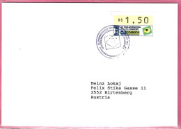 Brasilien, ATM MiNr. 6; 1,50 R; Auf Brief Von Frankfurt A.M. Nach Wien; B-286 - Automatenmarken (Frama)