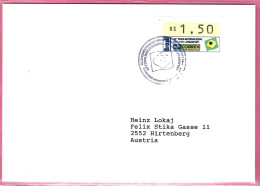 Brasilien, ATM MiNr. 6; 1,50 R; Auf Brief Von Frankfurt A.M. Nach Wien; B-286 - Vignettes D'affranchissement (Frama)