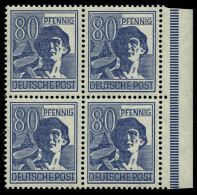 ALLIIERTE BES. 957III , 1947, 80 Pf. Blau Mit Abart Weiße Flecke Im Und Rechts Neben U In Deutsche, Im Randviererblock M - Otros & Sin Clasificación