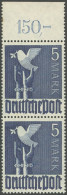 ALLIIERTE BES. 962c POR , 1948, 5 M. Schwärzlichultramarin, Oberrandstück, Durchgezähnt, Plattendruck, Postfrisch, Prach - Other & Unclassified