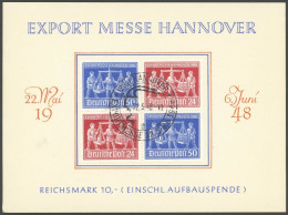 ALLIIERTE BES. VZd 1 BRIEF, 1948, Exportmesse Im Viererblock Auf Schmuckblatt Mit Ersttags-Sonderstempel, Pracht, Kurzbe - Otros & Sin Clasificación